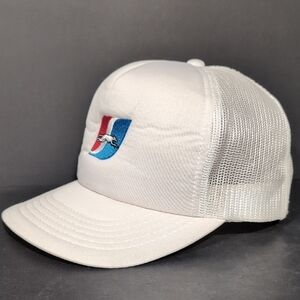 VTG, Greyhound White Trucker Hat with Logo.
